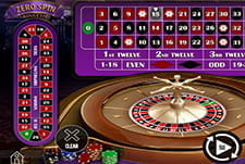 Zero Spin Roulette ist eines von insgesamt acht Roulette Spielen im Angebot von 14Red. Im Bildvordergrund ist der Roulette Kessel zu sehen, darüber befindet sich der virtuelle Setztisch.