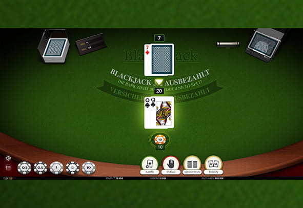 Das Blackjack Single Hand Spiel kostenlos ausprobieren.