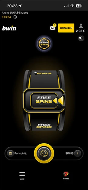 Das bwin Super Spin Preisrad.