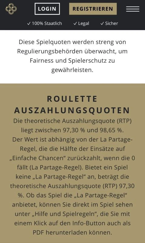 Die Roulette-Auszahlungsquoten in den Spielbanken Bayern Online.