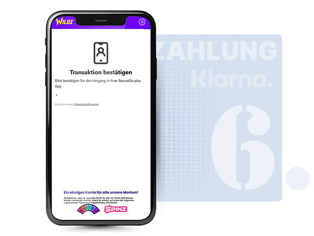 Bestätigung der Klarna Zahlung im Online Casino.