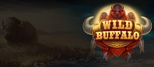 Das Logo des vulkanvegas -kasinot mit einer abbildung aus dem slot wild buffalo von netgame