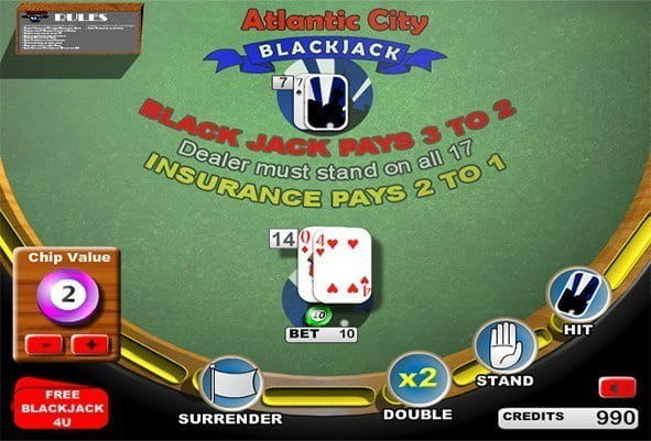 Atlantic City Blackjack kann hier kostenlos getestet werden.