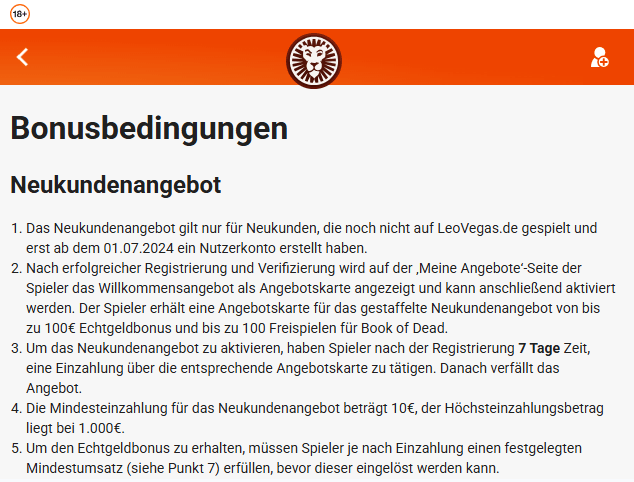 The Bonus Terms of LeoVegas