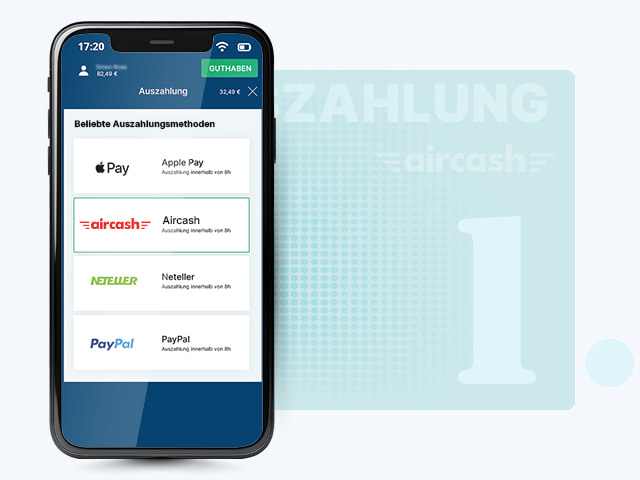 Aircash Auszahlungsschritt 1