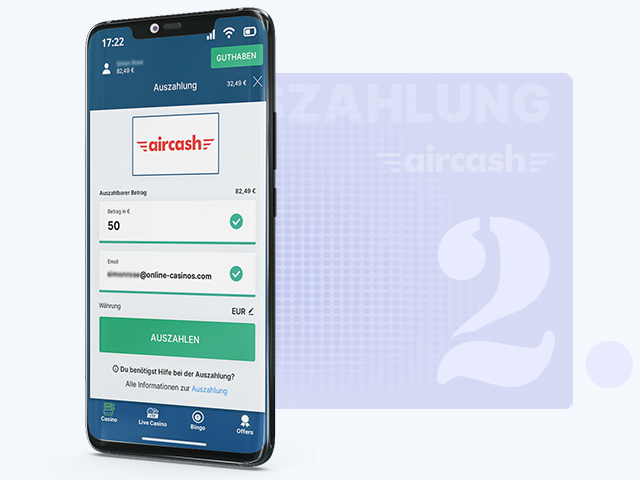 Aircash Auszahlungsschritt 2