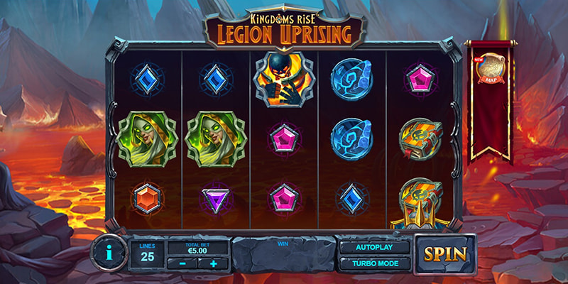 Eine kostenlose Demo-Version des Kingdoms Rise: Legion Uprising Slots.