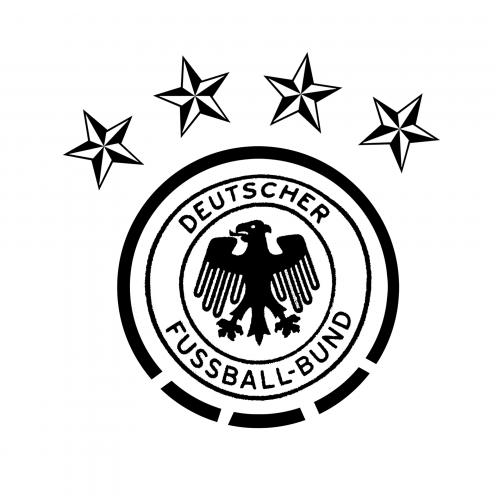 Das Logo des deutschen Fußballbundes mit vier Sternen für vier erreungene Weltmeisterschaften.