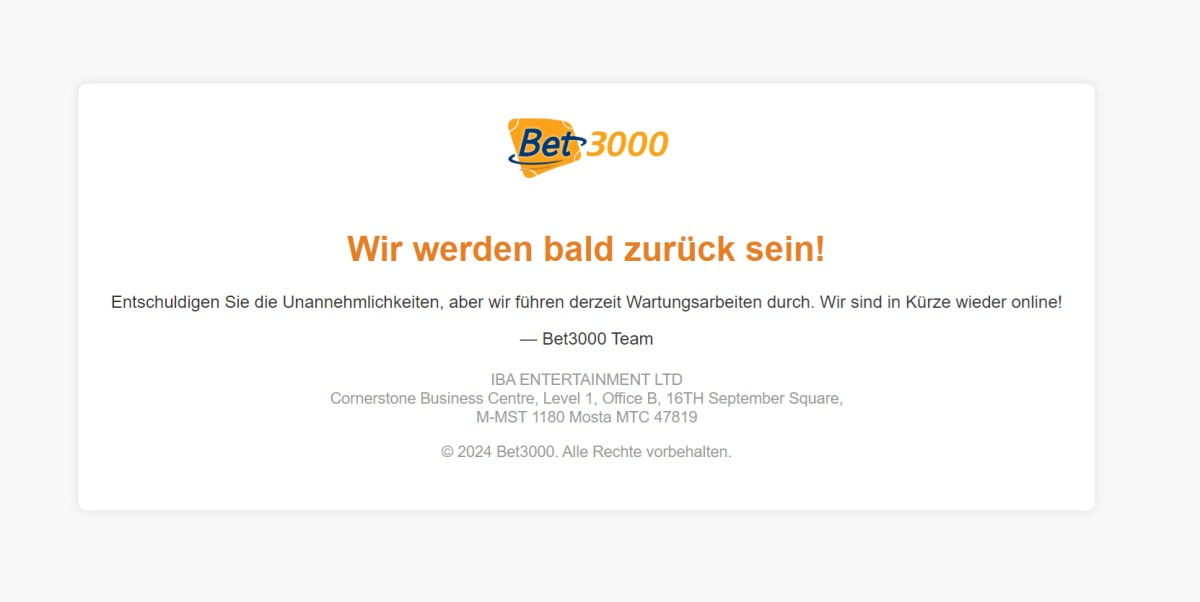 Screenshot von der Bet3000-Website