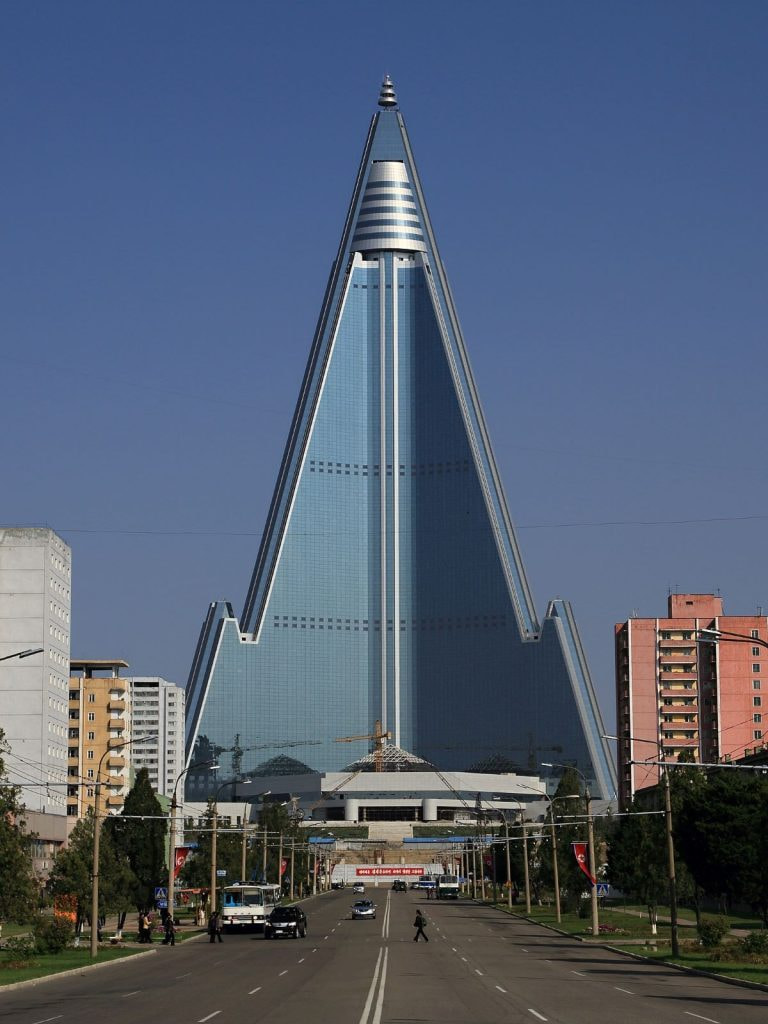 Aufnahme des Hotel Ryugyong in Pjöngjang. 