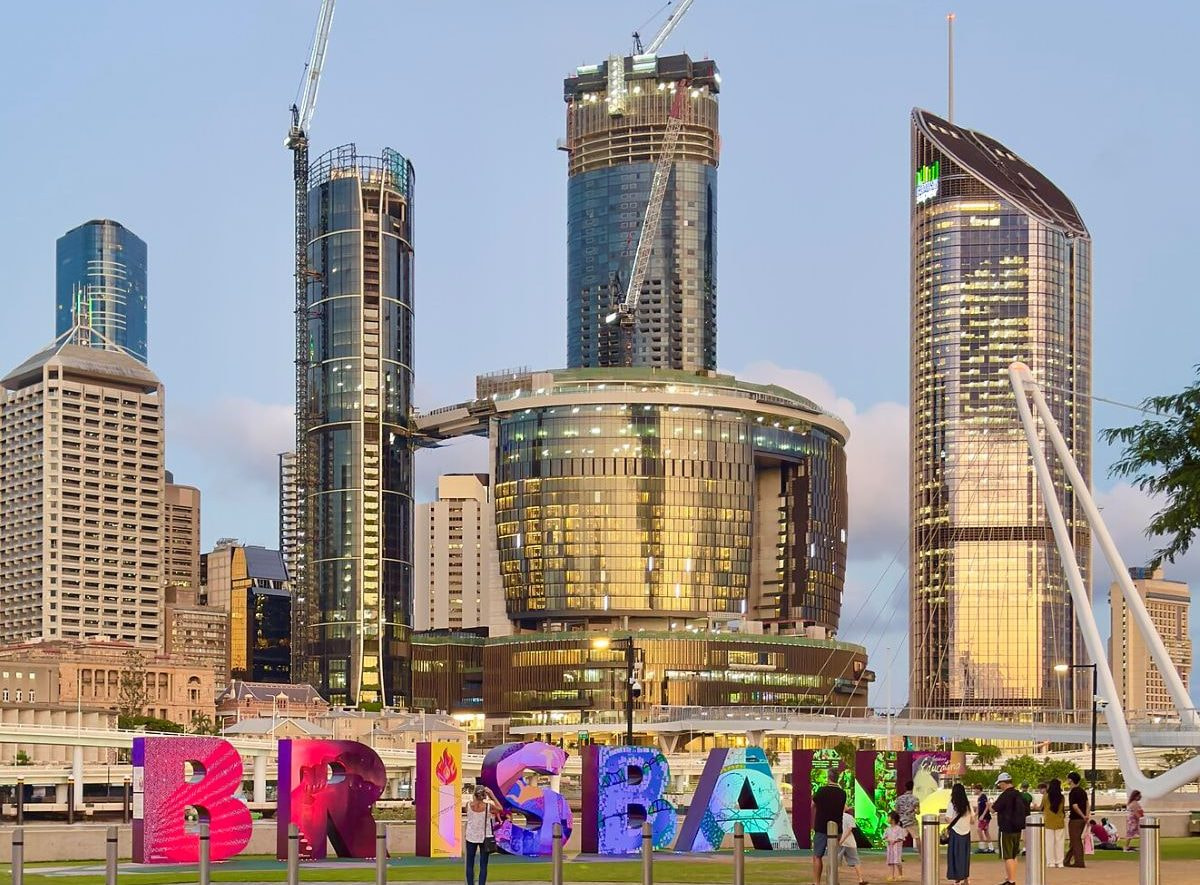 Aufnahme des Unterhaltungskomplexes Queen's Wharf in Brisbane, Australien.