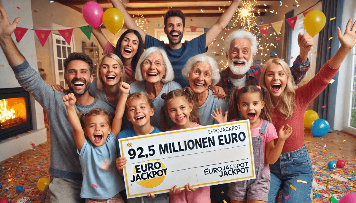 Eine jubelnde Familie nach dem Gewinn des Eurojackpots.