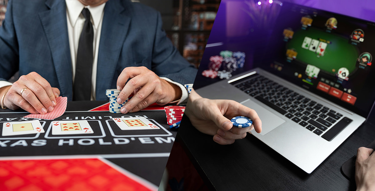 Eine Gegenüberstellung von Online Poker und Live Poker.