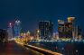 Skyline von Macau bei Nacht.