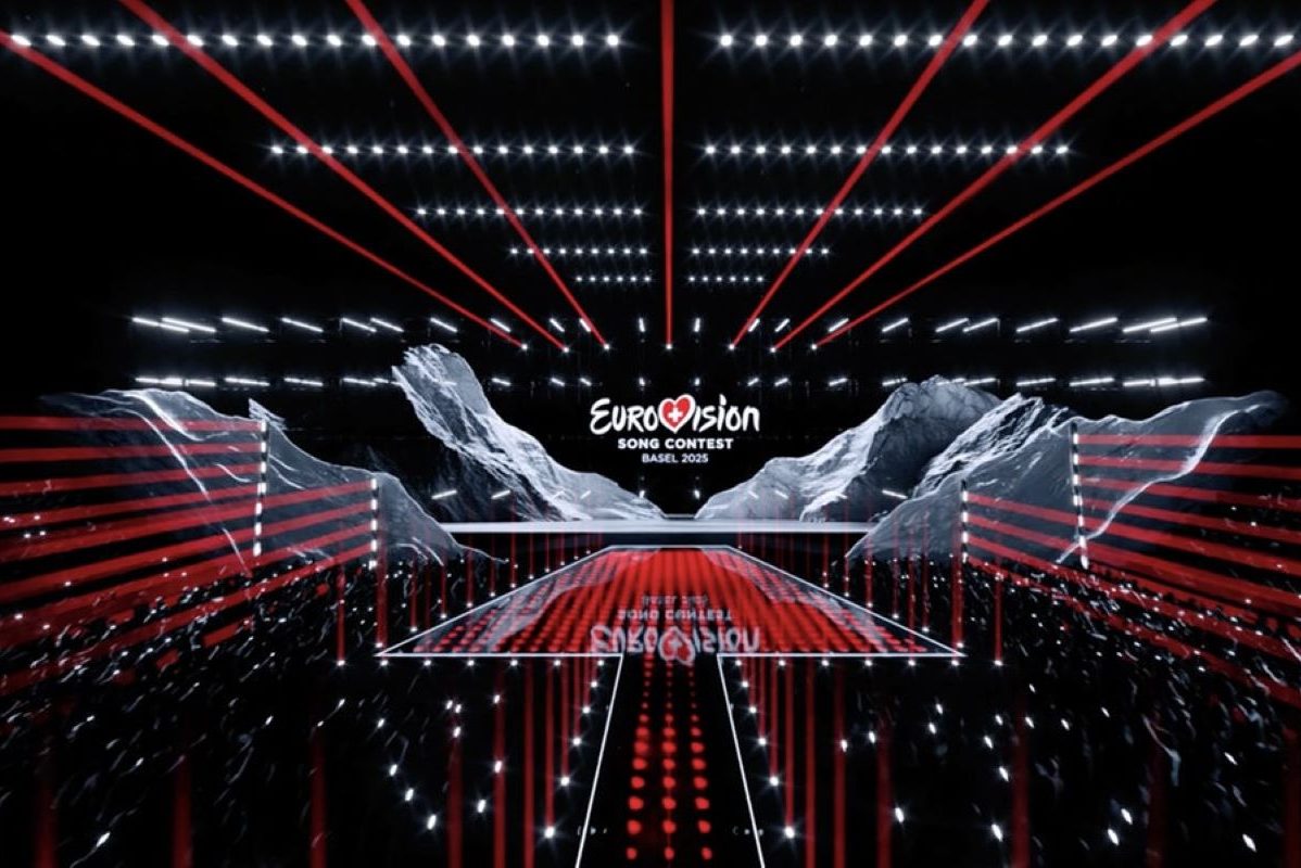 Aufnahme der Bühne für den Eurovision Song Contest 2025 in Basel.