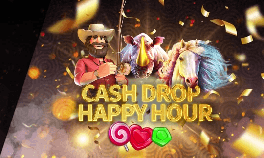 Die Aktion Cash Drop Happy Hour auf der StarGames Webseite, bei der ein Preispool von 1.000€ vergeben wird.