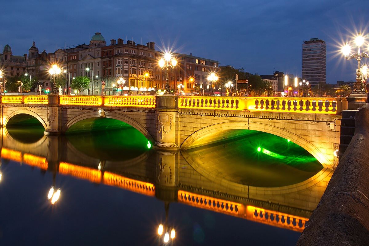 Aufnahme der O'Connell Bridge in Dublin, Irland.