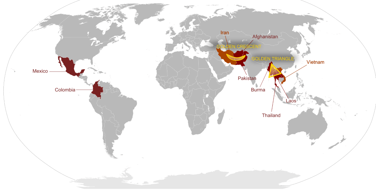 Karte der Opium-Anbaugebiete.