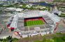 Blick auf das Old Trafford in Manchester, England.