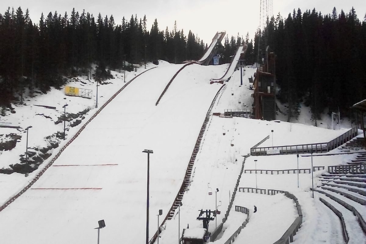 Aufnahme des Granåsen skisenter in Trondheim, Norwegen.